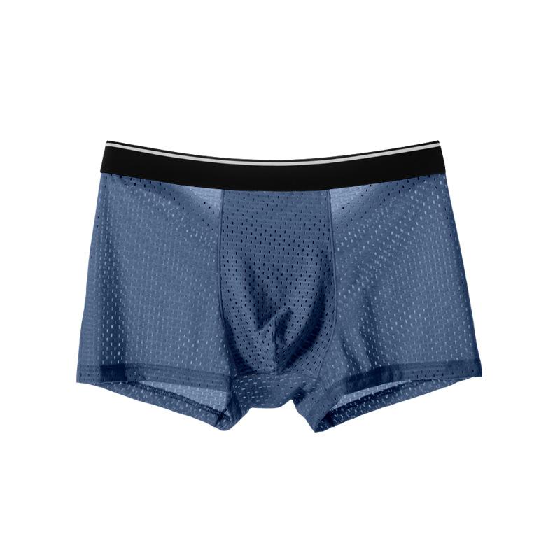 Summer Ice Silk Boxers Mens Underwear U Convex Boxer Men Mesh Seamless Shorts Pants Size L-5XL