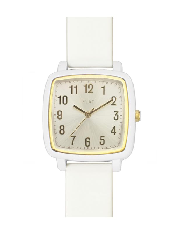 

[Follow] Watch FLAT Square Rubber Band Watch N02219S-1 WH Women s White