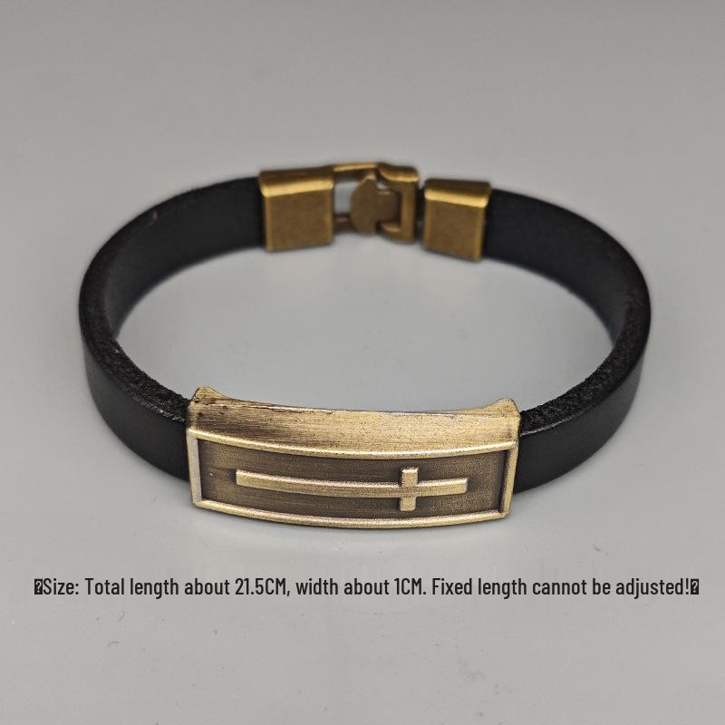 

Men s Cross Bracelet: Simple Mori Style with Plain Ring, Thin Narrow Design, Chinese and European Influenced, Niche Academy Style. чорний