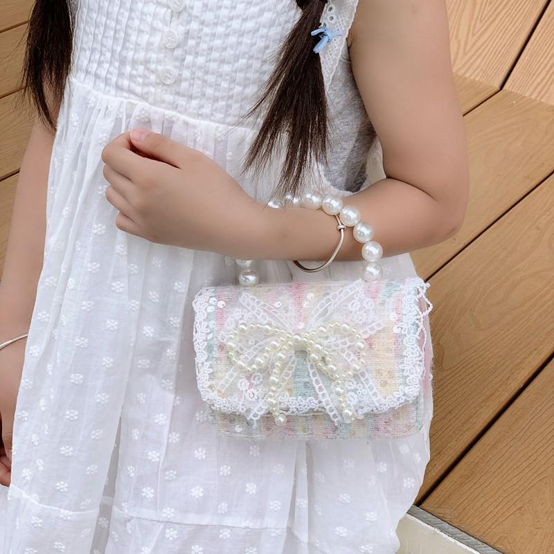 2025 Kinder Prinzessin Perle Schleife Umhängetasche