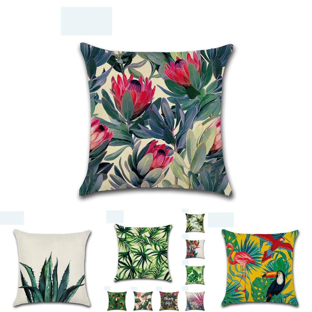 Premium 18'' Grüne Tropische Pflanze Kissenbezug Baumwolle Sofa Kissenbezug Für Elegante Deko