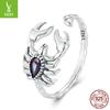 Dark Wind Retro Scorpion Open Ring, Personality Niche 925 Sterling Silver Insect Ring Jewelry