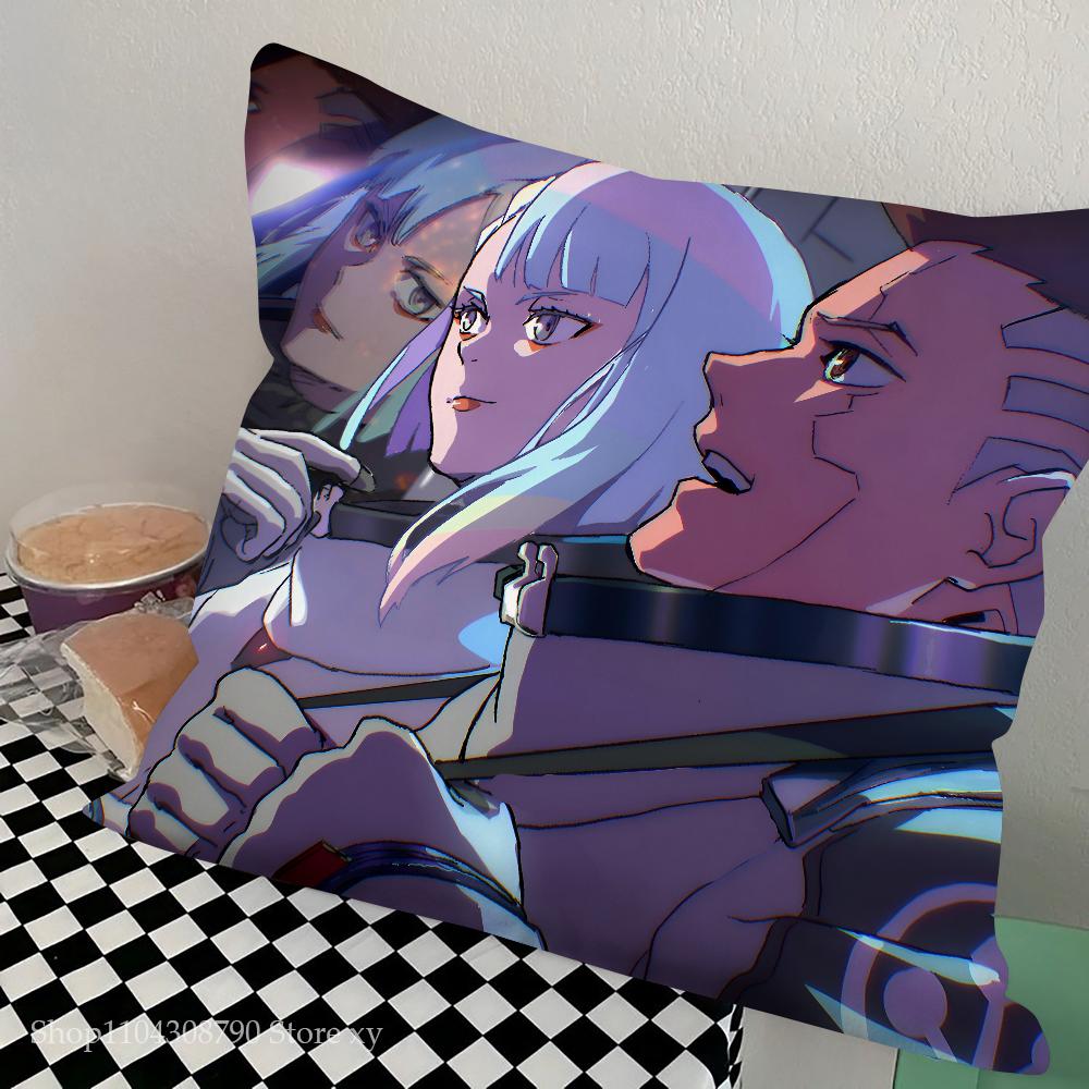 Anime C-Cyberpunk E-Edgerunner Pillow Case Square Pillow Bedroom Sofa Leisure Comfort Cushion Car Living Room Home Decoration