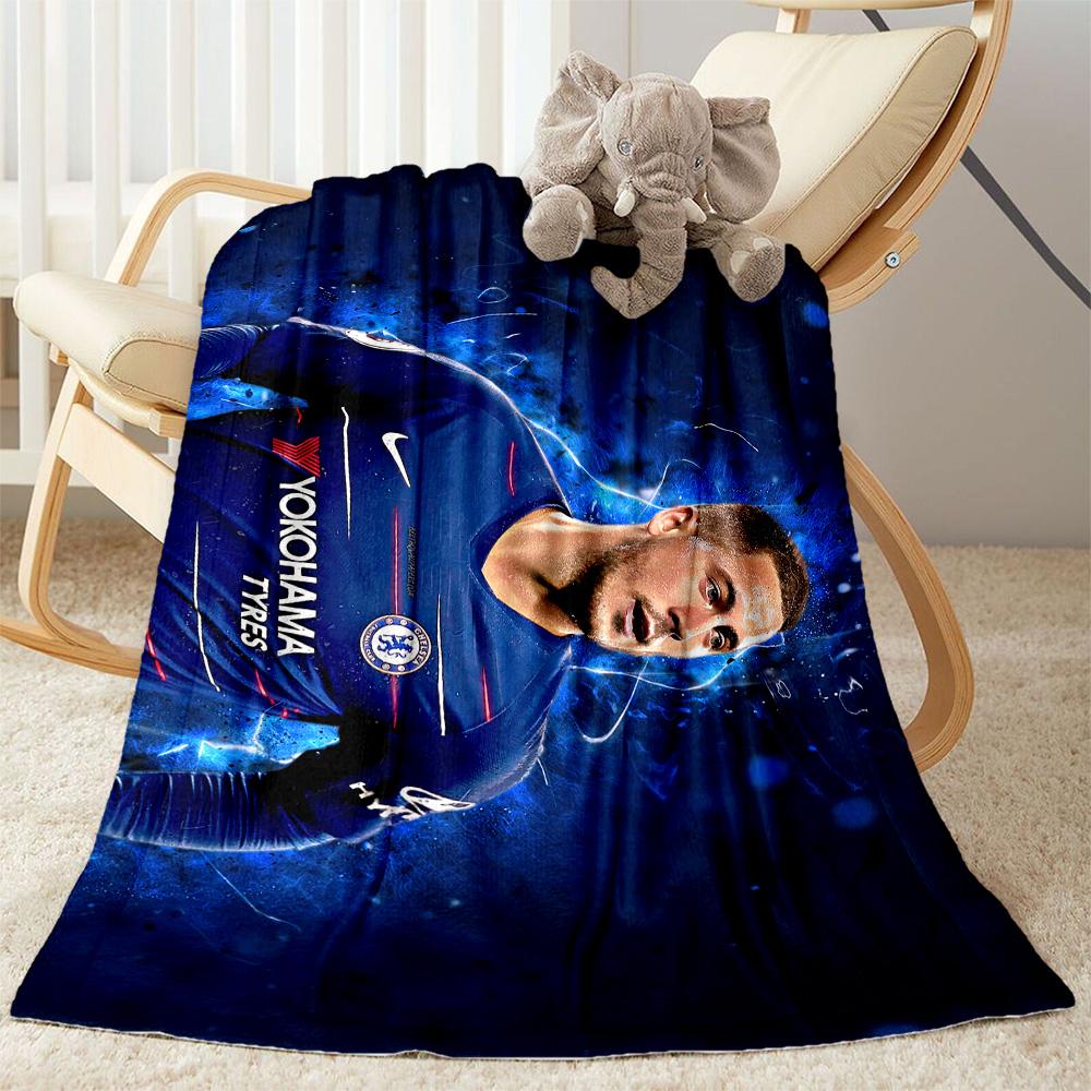 Chelsea Fc Player Portrait Blanket Comfortable Great for Bed Livingroom Seaside All-Season Use Modern Style