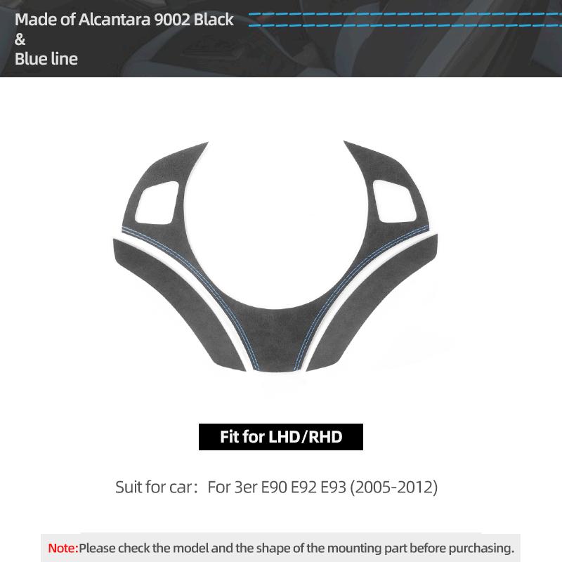 For BMW E90 E92 E93 Series 3 Made of Alcantara Car Interior Steering Wheel Panel Trims Performance Stickers Tuning Accessories синий