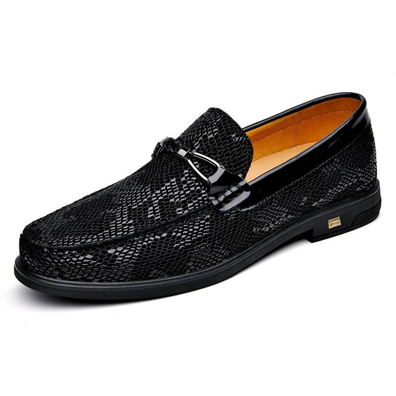 Men s Casual Leather Slip-On Loafers, 6CM Height Boost, Soft Sole Moccasins 40