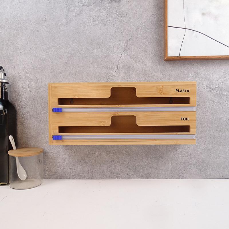 

Бамбуковый кухонный ящик-органайзер, алюминиевая фольга, пластиковая пленка, диспенсер с резаком, пакет с застежкой-молнией, органайзер для хранения продуктов