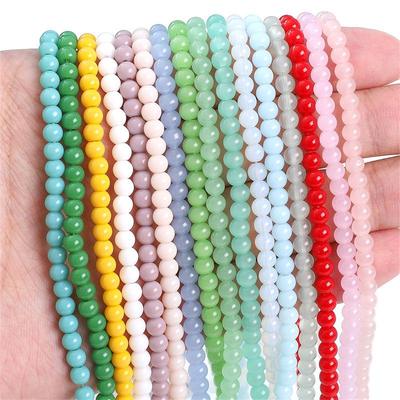 4 mm große runde Jade-Imitat-Perlen zur Herstellung von DIY-Schmuck.: Halsketten & Armbänder Zubehör