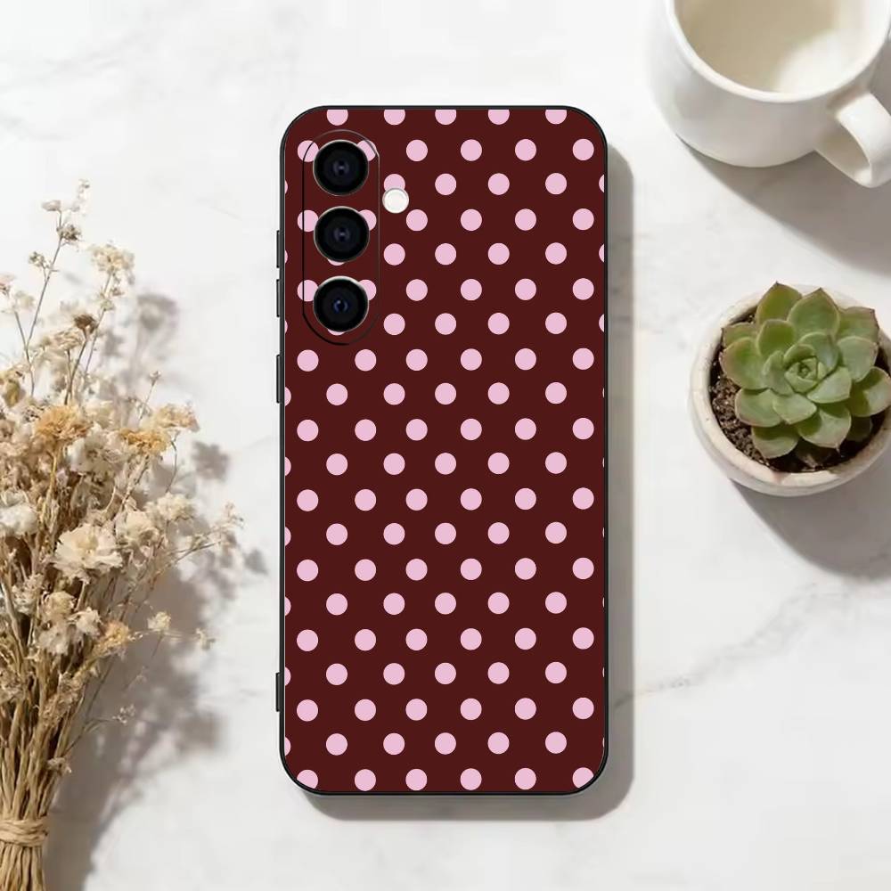 Luxury Y2K Polka Dots Phone Case For Samsung Galaxy A73,A72,A71,A70,A53,A52,A51,Soft Silicone Black Cover
