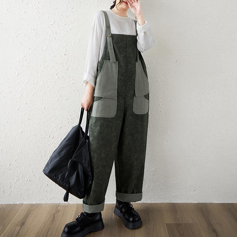 

DIMANAF Женские комбинезоны больших размеров, комбинезоны, длинные брюки, джинсы, брюки, винтажная уличная одежда, свободный повседневный деним 2XL зелёный