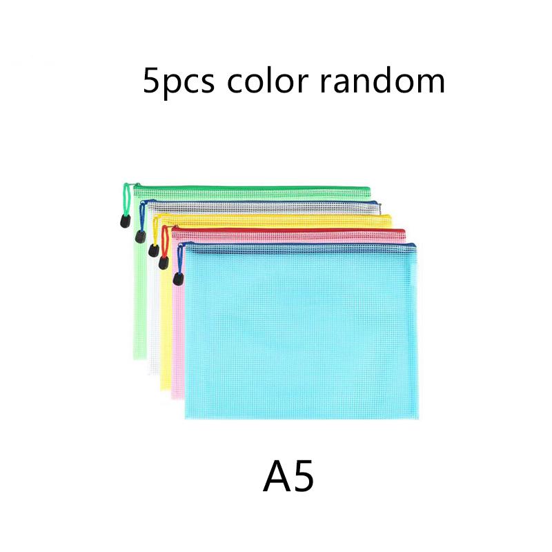 

5~20PCS A4/A5 Mesh Zipper Pouch Document Bag Pen Bag Storage Bags Waterproof Zip File Folders School Office Supplies TMZ