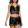 2 Pieces, Bra With Sequined Tassels, Fringed Top, Belly Dance Skirt, Carnival, Club, Costumes
