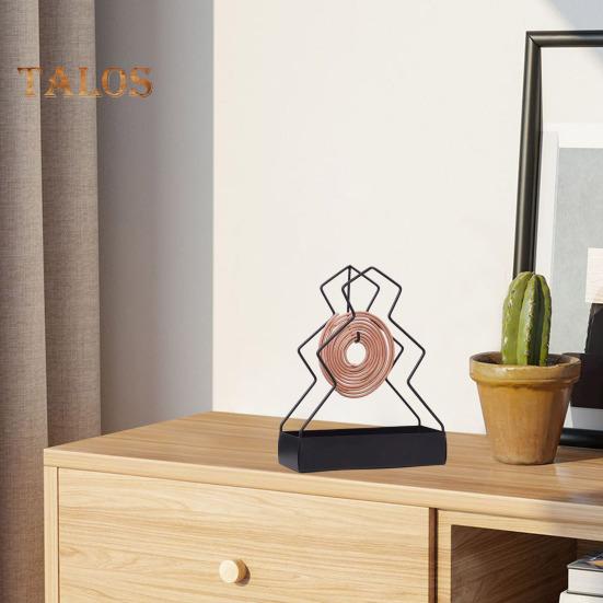 Metal Incense Coil Holder with Ash Catcher Tray Cat Ear Pine Tree Repellent Spiral Incense Hanger Stand Portable Incense Burner Decoration