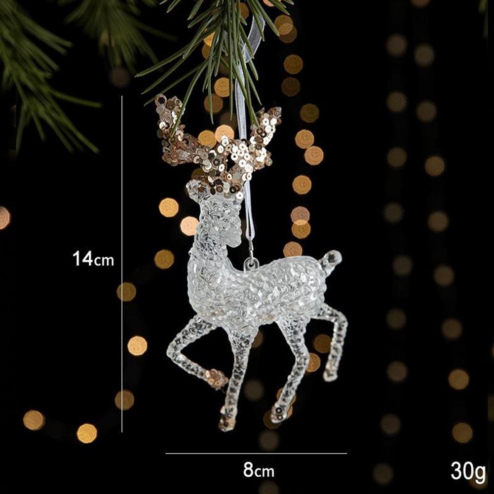 Christmas Tree Hanging Decoration Acrylic Transparent Snowflake Elk Angel Doll Bell Pendant New Year Party Home Decor Kids Toy