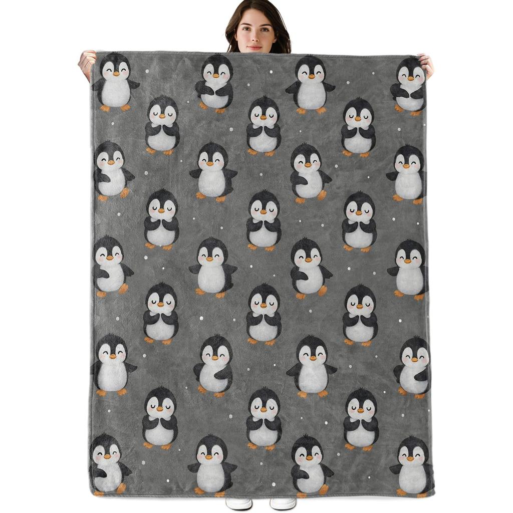 Penguin Blanket Soft Cute Penguins Flannel Fleece Throw Blanket Lightweight Fuzzy Plush Blanket for Couch Bed Sofa Home Decor