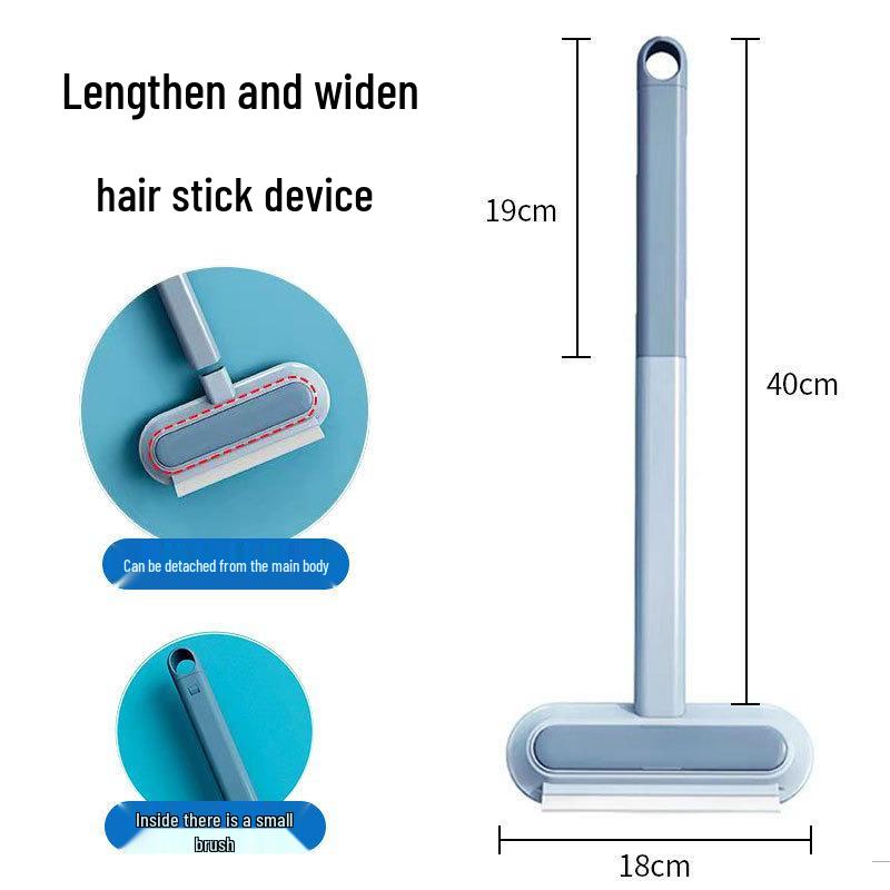 Household Dual-Sided Pet Hair Removal Brush and Static Broom with Long Handle for Carpet and Sofa Cleaning