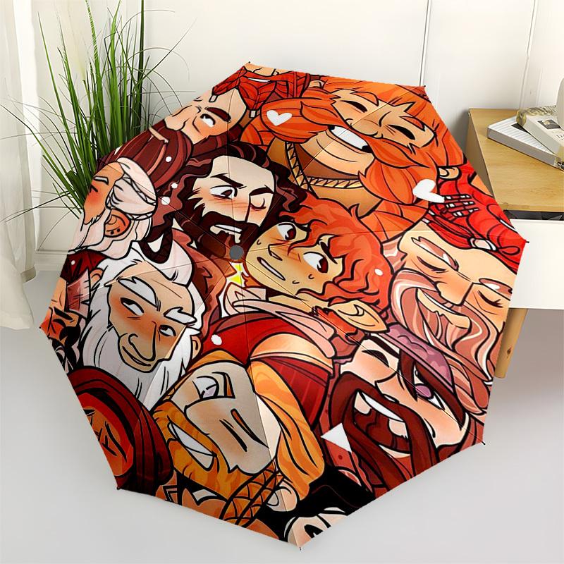 

1pc Outdoor Umbrella with Fantasy Characters - Automatic Opening/Closing, Portable 3-Fold Design, 8-Rib Iron Frame - Perfect Gift for Fans, Travelers,