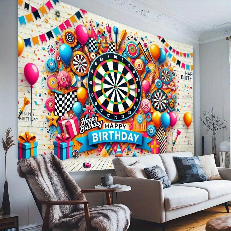 Dart Birthday Party Photography Background Printing Tapestry Birthday Decoration Supplies, Celebration Decoration