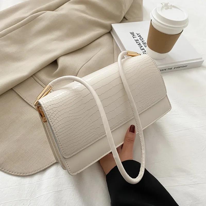 Alligator Pattern Women's Shoulder Bag Small Square Bag Flap Armpit Bag Vintage Handbag New Winter