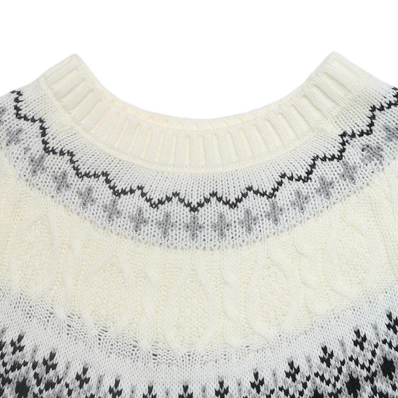 Women's Long-Sleeve Fair Isle Sweater - 2026 Autumn/Winter Loose Jacquard Top