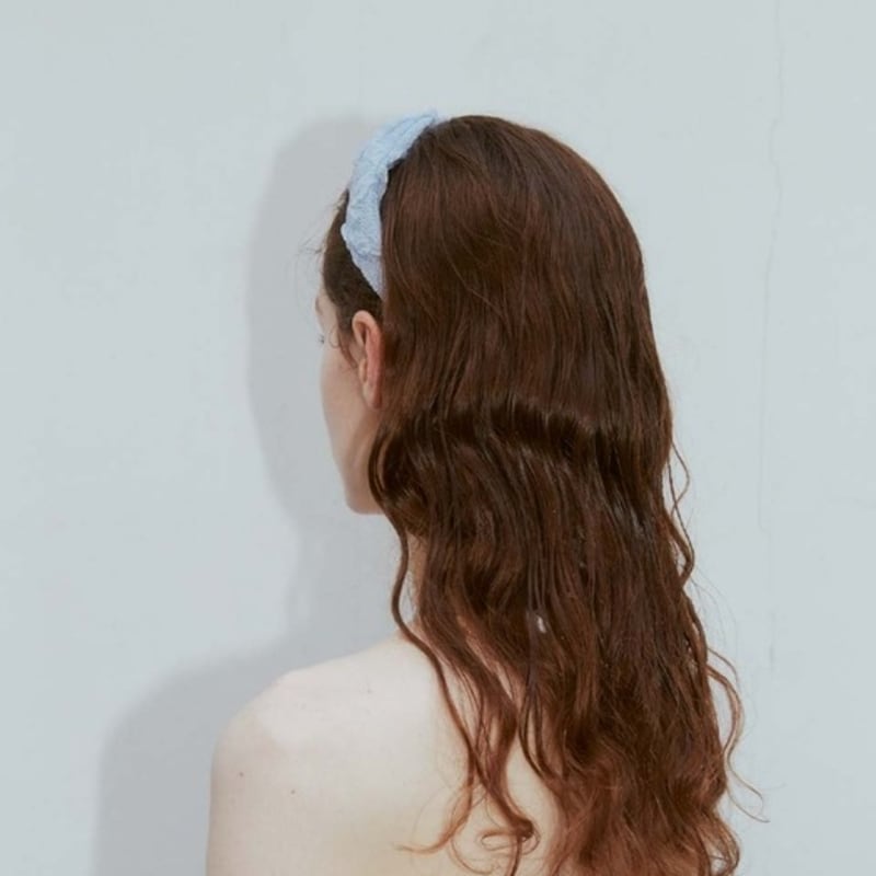 hish puff bow hairband - sky