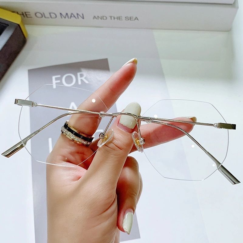 

Rimless Reading Glasses Gold Frame Retro Business Eyewear Flexible Lightweight Optical Spectacles For Computer Anti FatigueWomen серебряный