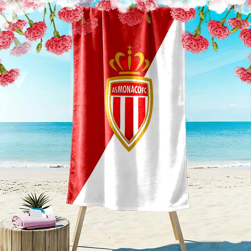 AS Monaco Aufdruck Strandtuch, Großes Weiches Schnelltrocknendes Handtuch für Strand Camping Schwimmen
