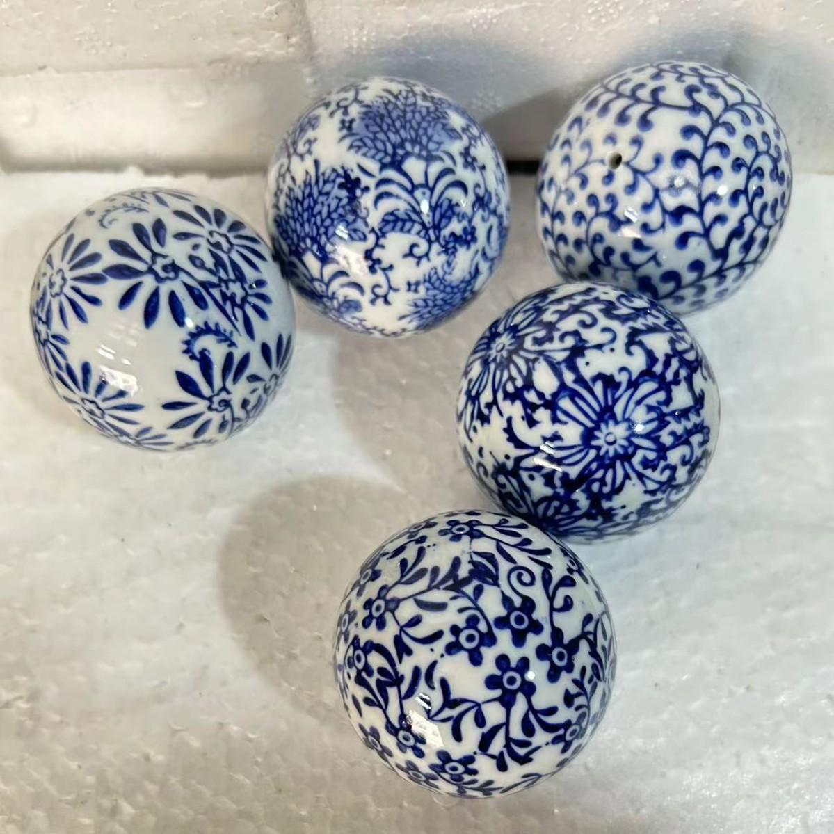 Blue and White Jingdezhen Ceramic Ball Pendant - Car and Christmas Ornament.