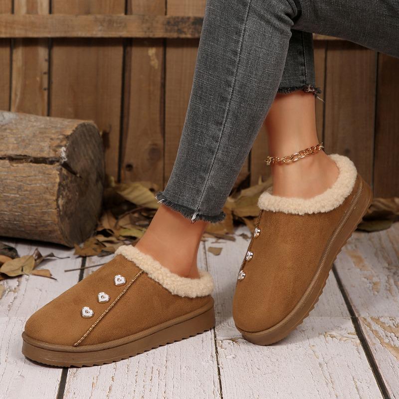 Women's Lazy Snowfield Boots Women's Winter New Fashion Baotou Fleece Warm Slippers Cotton Shoes