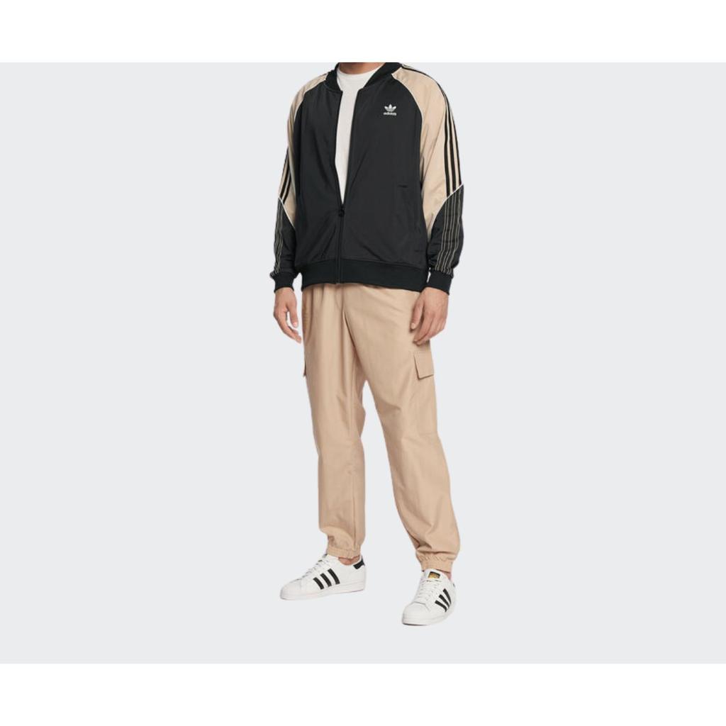 Adidas Originals Jachetă Brodată cu Logo Trefoil în Dungi Bărbați Jachetă Negru HI3000