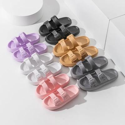 Thick Platform Cloud Slippers Women Fashion Buckle Soft Sole Pillow Slides Sandals Woman 2024 Summer Beach Non Slip Flip Flops