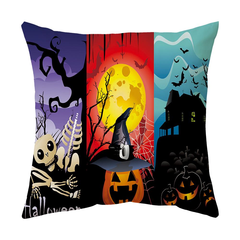 Halloween Cartoon Backrest Sofa Pillow Case Pillow Case Decoration Peach Skin Pillow Cushion Nordic Living Room