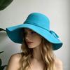 2026 Fedora hat Wide Brim Felt Cap Summer Beach Women's GIrl Lady Travel Flopy Beach Sun Hat Foldable Lake Blue Purple