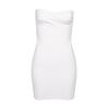 Luxury Off-Shoulder Bandeau Bandage Dress with Stripe Pattern and Waist-Cinching Hip-Hugging Design