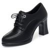 Fashion Spring Autumn Women's Pumps Fashion Deep Mouth Pumps Shoes Woman Genuine Leather Lace up Single Shoes Mother High Heels Shoes