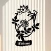 Wrought Iron Fleur de Lis Door Sign, Elegant Metal Wall Decor for Home Entrance, French Theme Cafe Boutique Art Hanging
