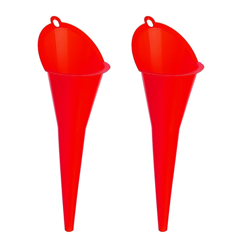 2-Pack Long Neck Multi-Purpose Spill Saver Plastic Funnel For Filling Automotive Oils, Lubricants, Engine Oils, Water, Diesel Fuel, Kerosene And