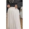2025 Elegant Women's Midi Skirt French Style Pleated Long Skirt Versatile All Match Silky Shiny Fabric Perfect for Casual and Formal Occasions