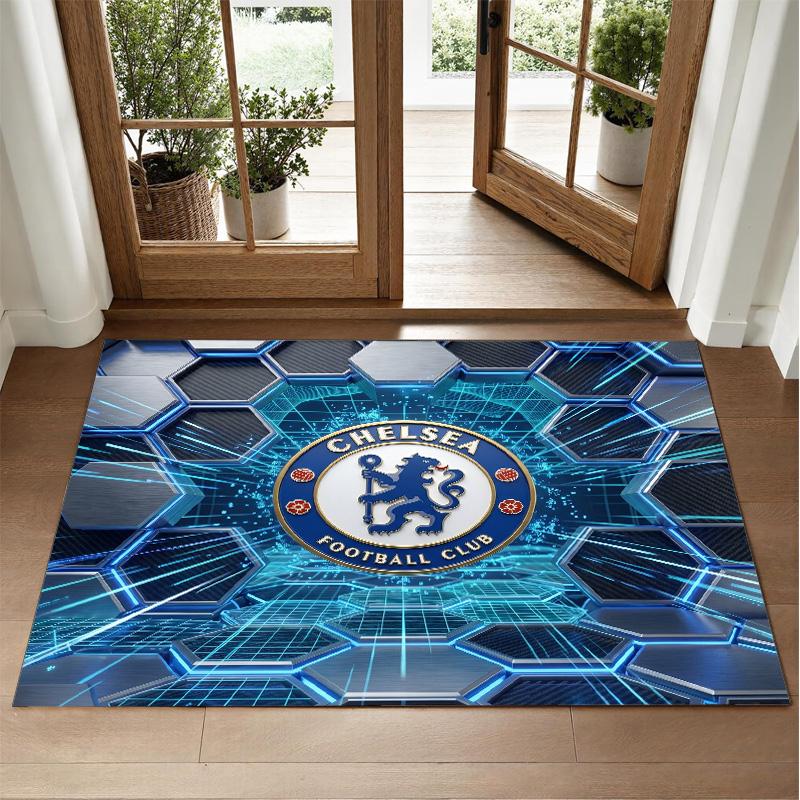 Chelsea FC Design Crystal Velvet Rug Soft Decorative Mat for Bedroom Entrance