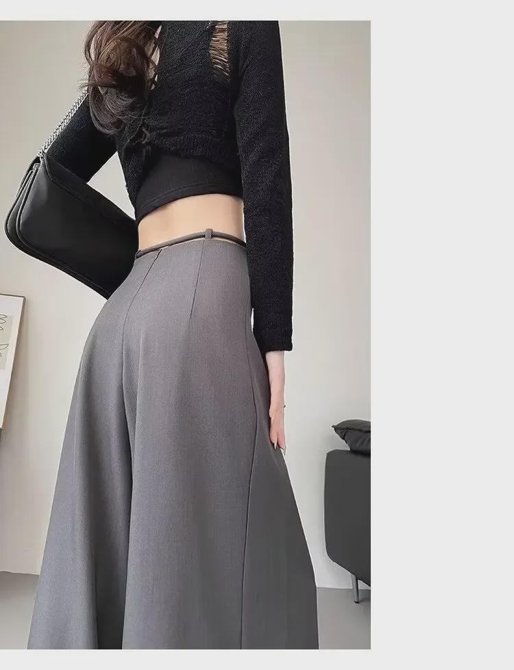 Neutral Spring/Summer High-Waist Drape Trousers: Women's Loose Korean Slim Wide-Leg Casual Pants 2024