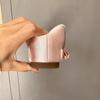 Bow diamond belt inner height increase of 4 cm ballet shoes fairy style pink satin word belt temperament single shoes women