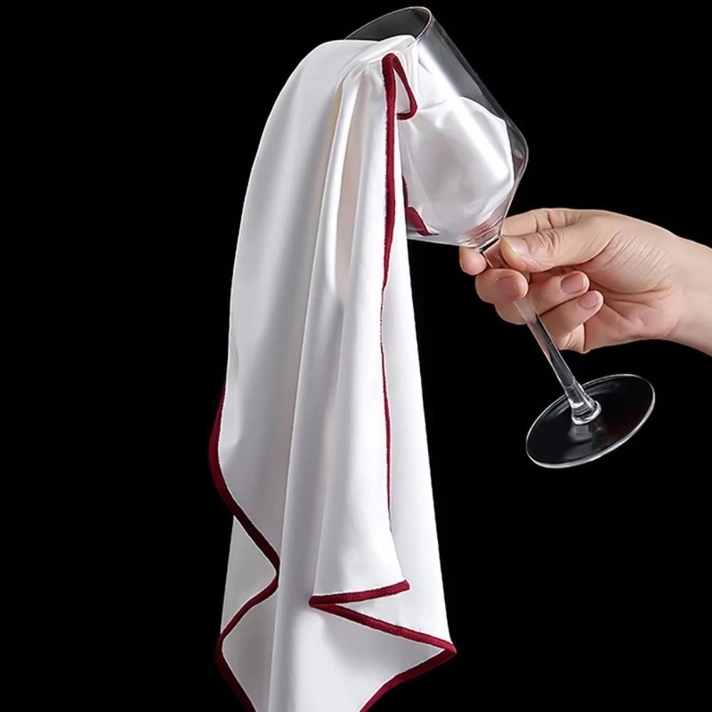 3PCS No Shedding Microfiber Wine Glasses Wipe Leaves No Trace Glasses Lens Cloth Bar