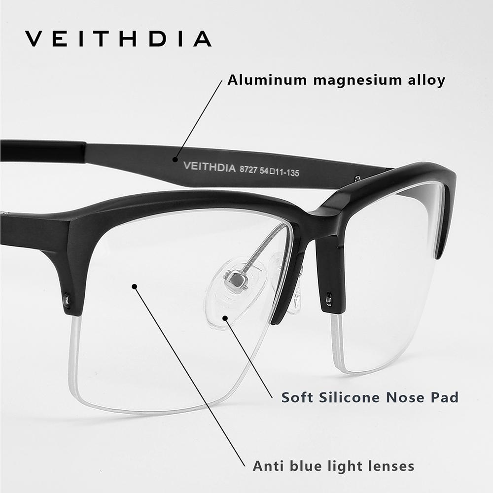 VEITHDIA Anti Blue Light Glasses Optical Aluminum Magnesium Frame TR90 Arm Eyeglasses Men Myopia Computer Eyewear For Male V8727