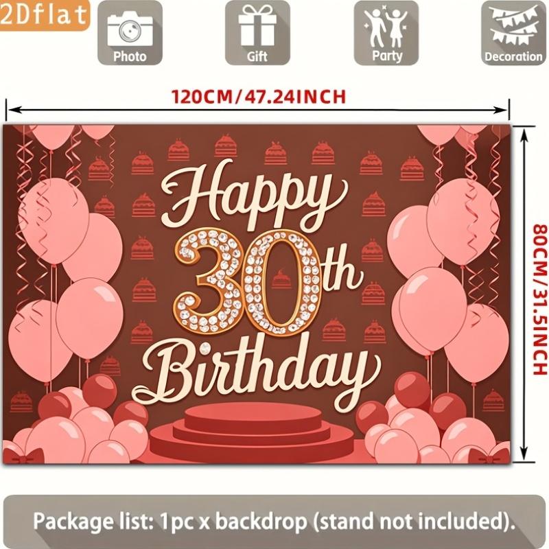 2D plane, 1 piece of pink and brown 30th anniversary diamond balloon cake pattern