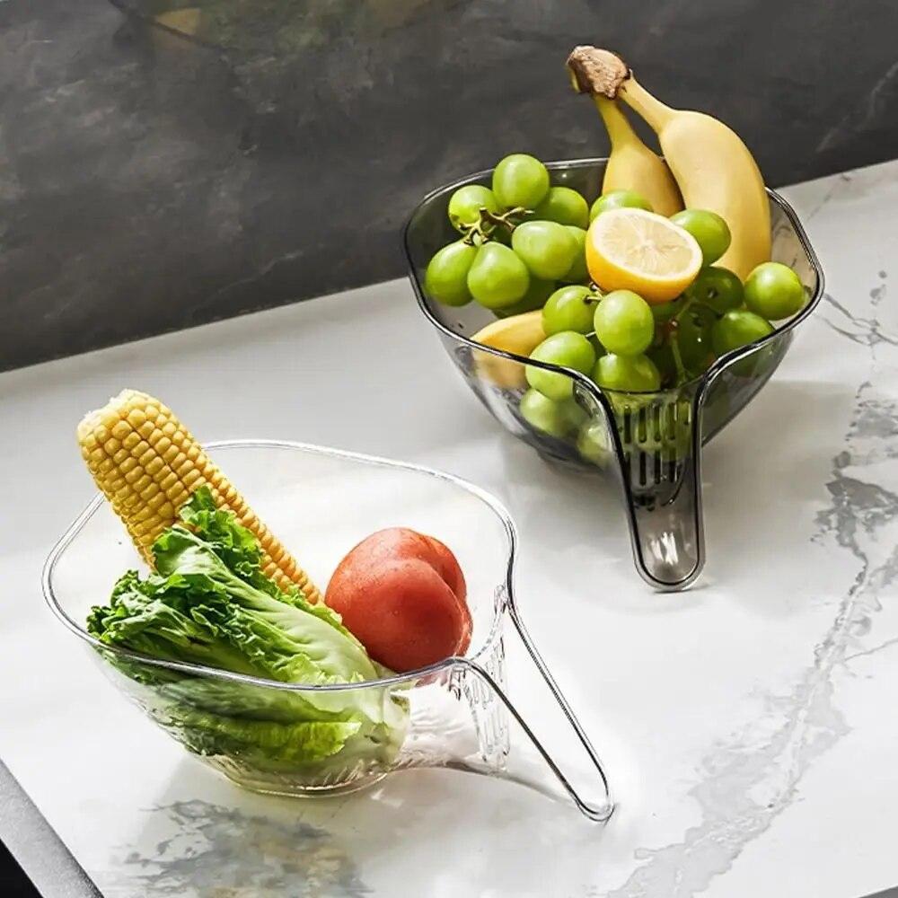 Plastic Drainage Basket White/Grey Multifunctional Vegetable Basin Kitchen Creative Fruit Plate Fruit Washing