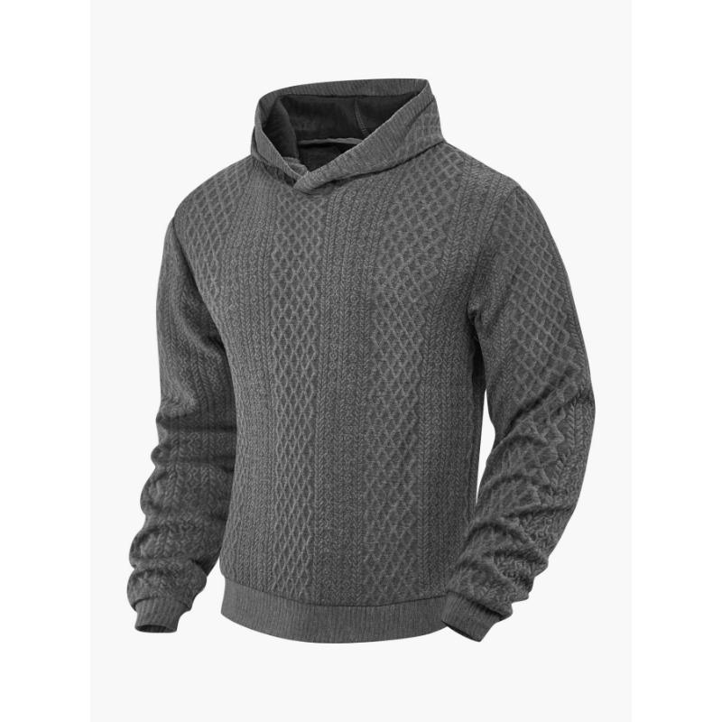 

Весенний свободный однотонный жаккардовый мужской синий пуловер с капюшоном и длинными рукавами XXXL