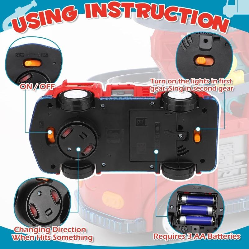 Fire Engine Slide Toy for Kids Interactive Toddler Playset with Music Light Racing Track Ferris Wheel Birthday Gift for Boy Girl