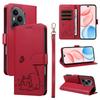 For Honor 400 Pro 5G (Global) Case Cat Pattern Imprint Leather Phone Cover with Wrist Strap
