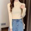 CANVAUS Maglione interno a collo alto da donna Camicia con fondo primavera e autunno Maglione attillato slim a maniche lunghe tutto abbinato Top corto stile western
