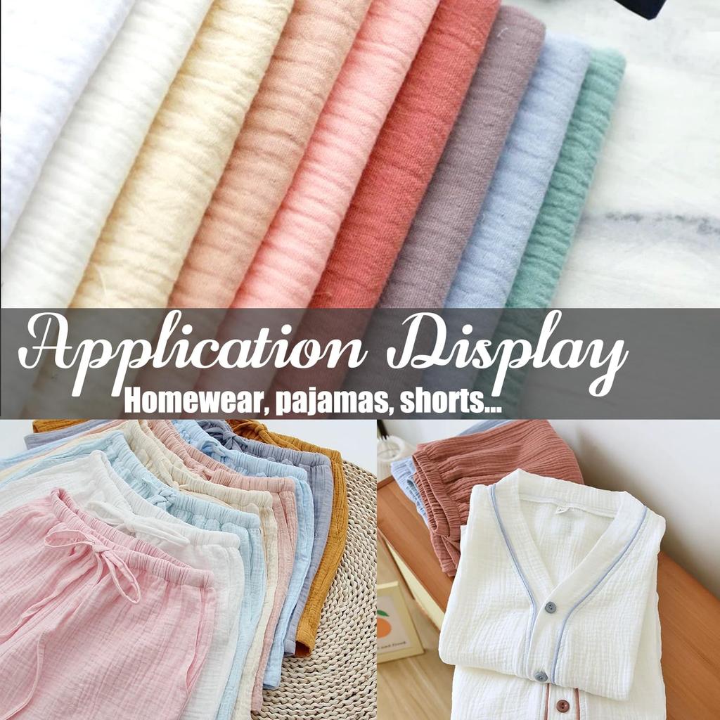 Baumwollstoff weich 100% Baumwolle Unifarbe Double Gauze für DIY Handwerk Nähmaterial Kleid Handtuch Bettwäsche Mulltuch Tischläufer Stoff